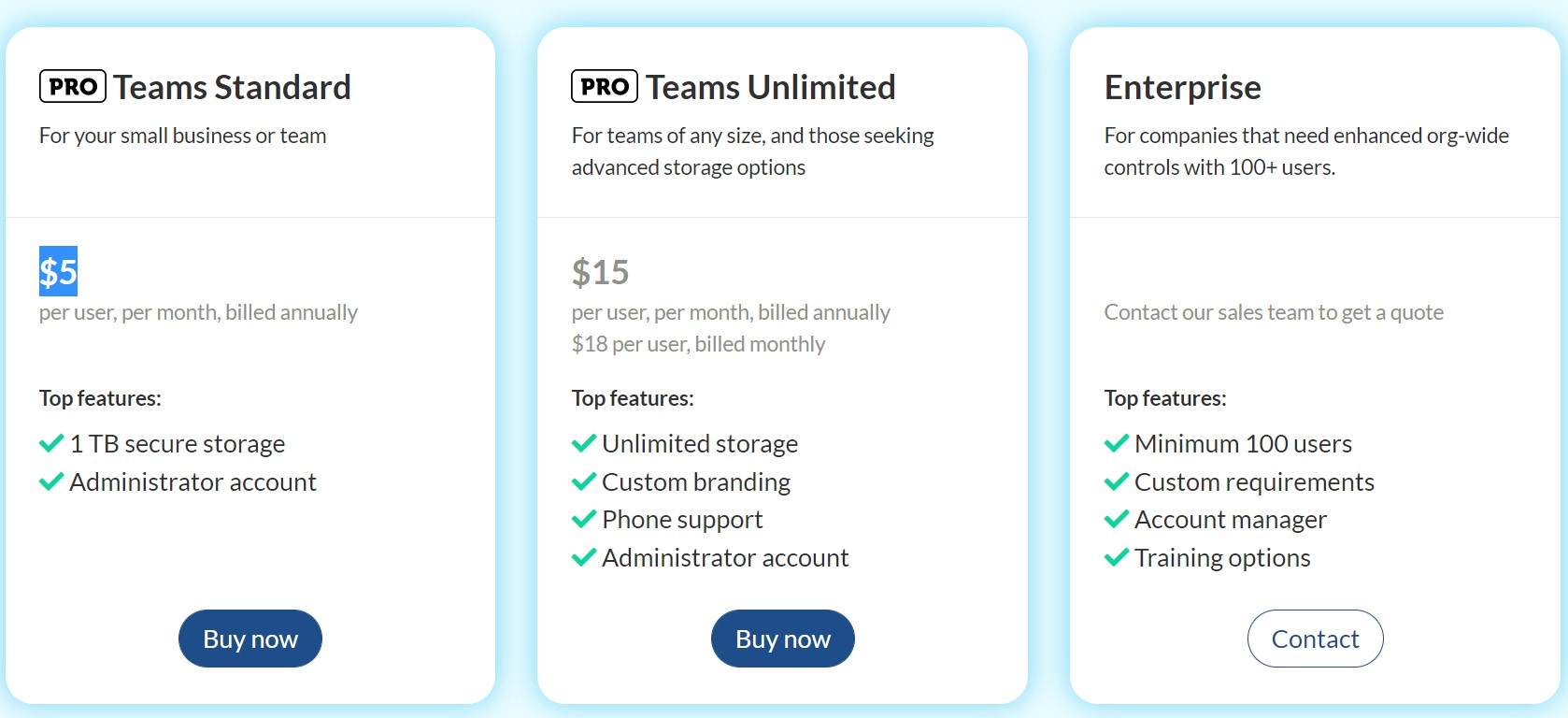 06 Sync.com price plan