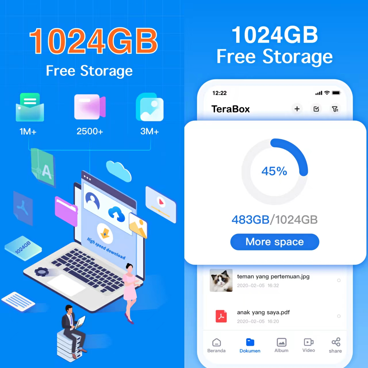 1024GB Free storage