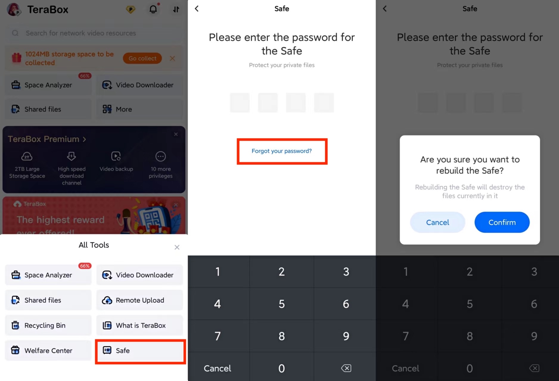 Changing Your Private Safe Password