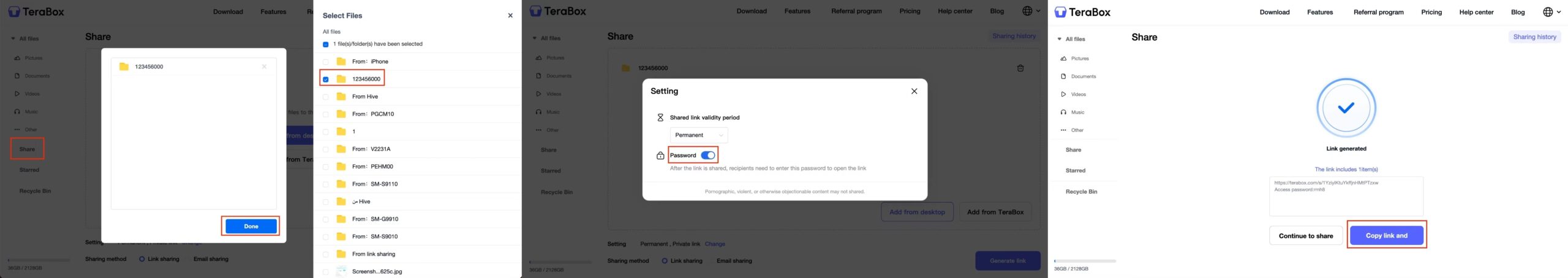 Changing the Extraction Code for Share Links
