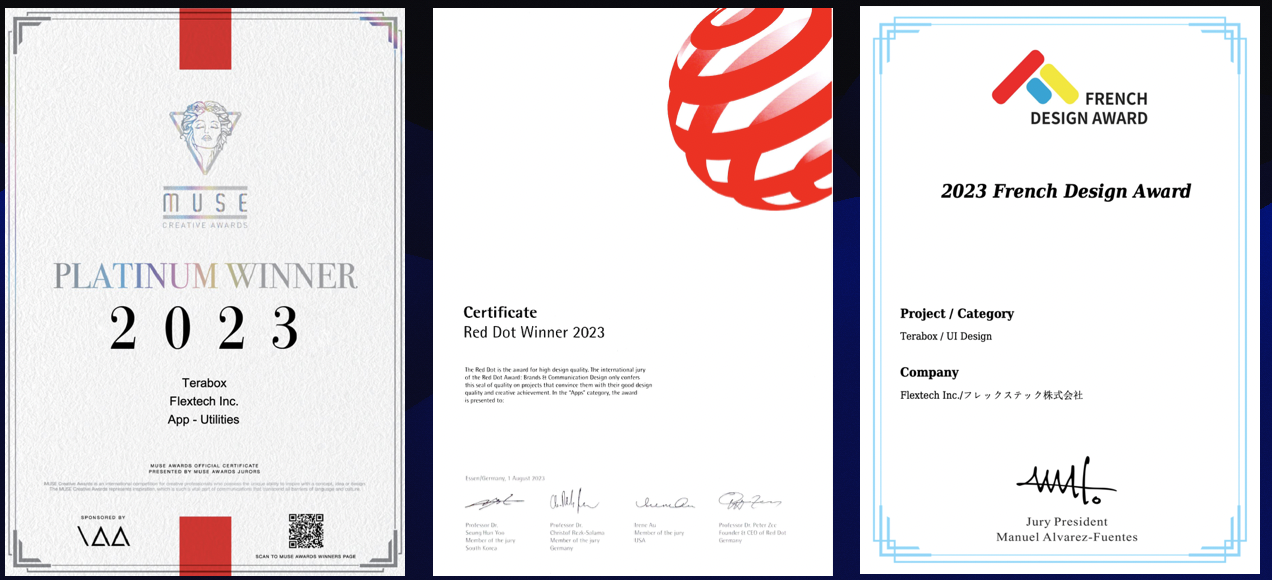 Design awards of TeraBox