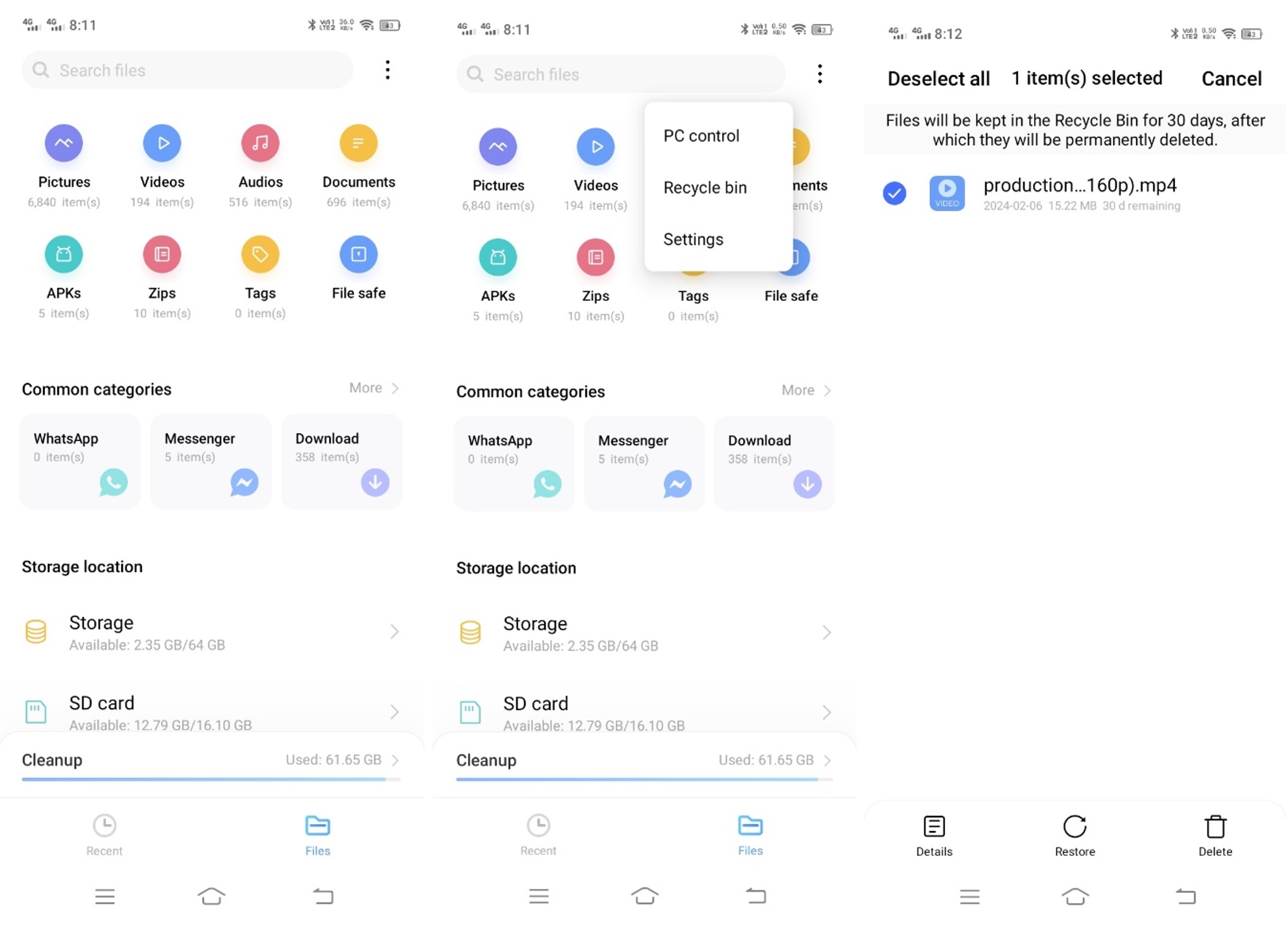 Using Android's Built in Tool to Recover Deleted Videos