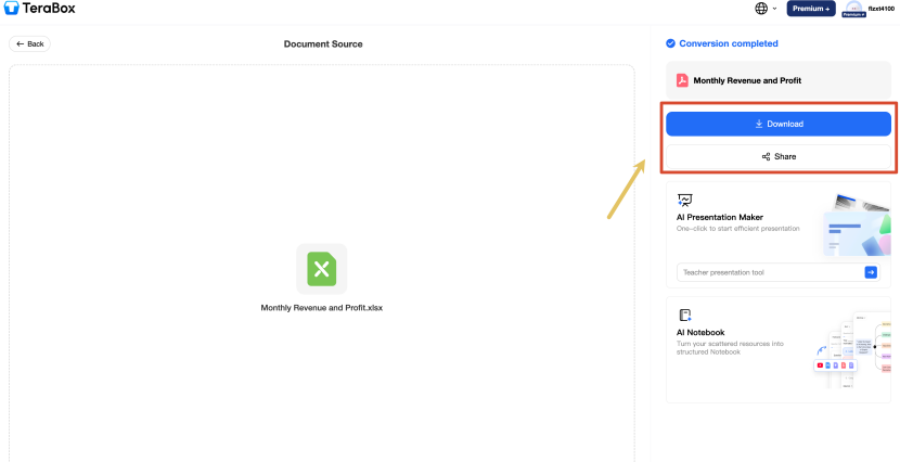 A Practical Way to Convert XLSX to PDF for Sharing Across Mac and Windows 11 Completed Excel to PDF conversion with download and share options