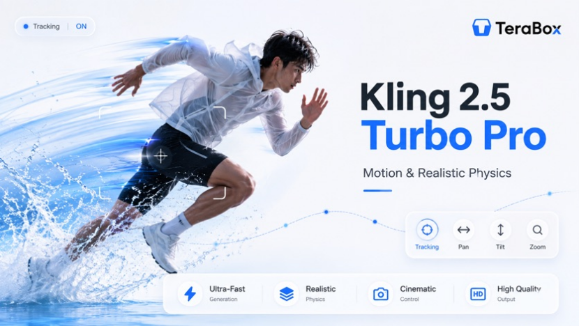 Kling 2.5 Turbo Pro generating realistic high-speed motion with cinematic camera controls