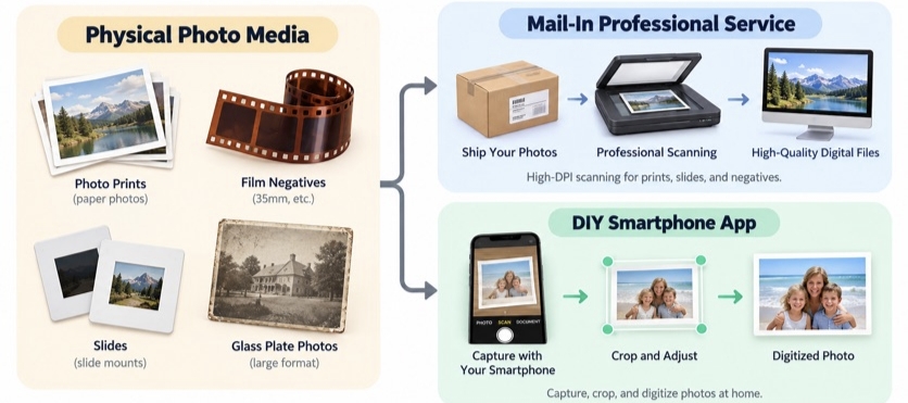 Professional photo scanning services vs. smartphone scanning apps