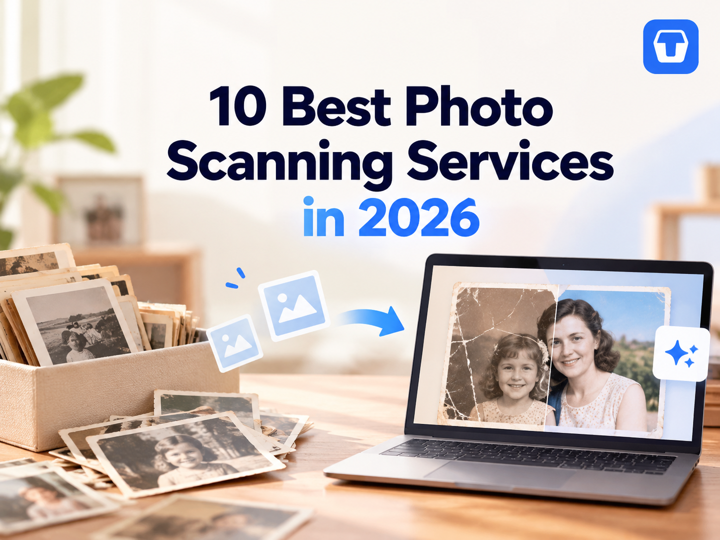 Best photo scanning services in 2026, featuring photo digitization and AI restoration.